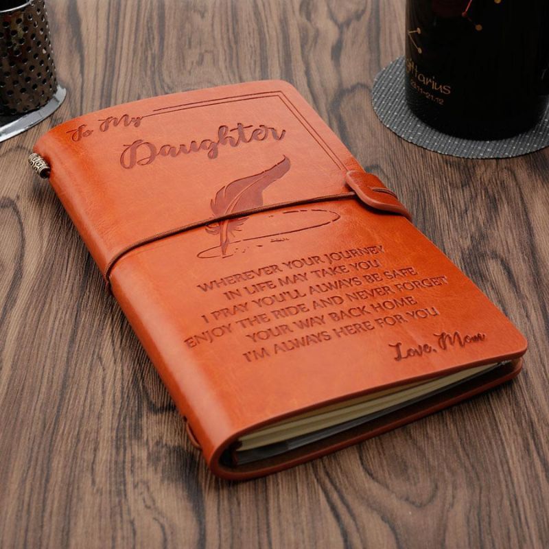 Mom To Daughter - Enjoy The Ride - Engraved Leather Journal Notebook-Jolura