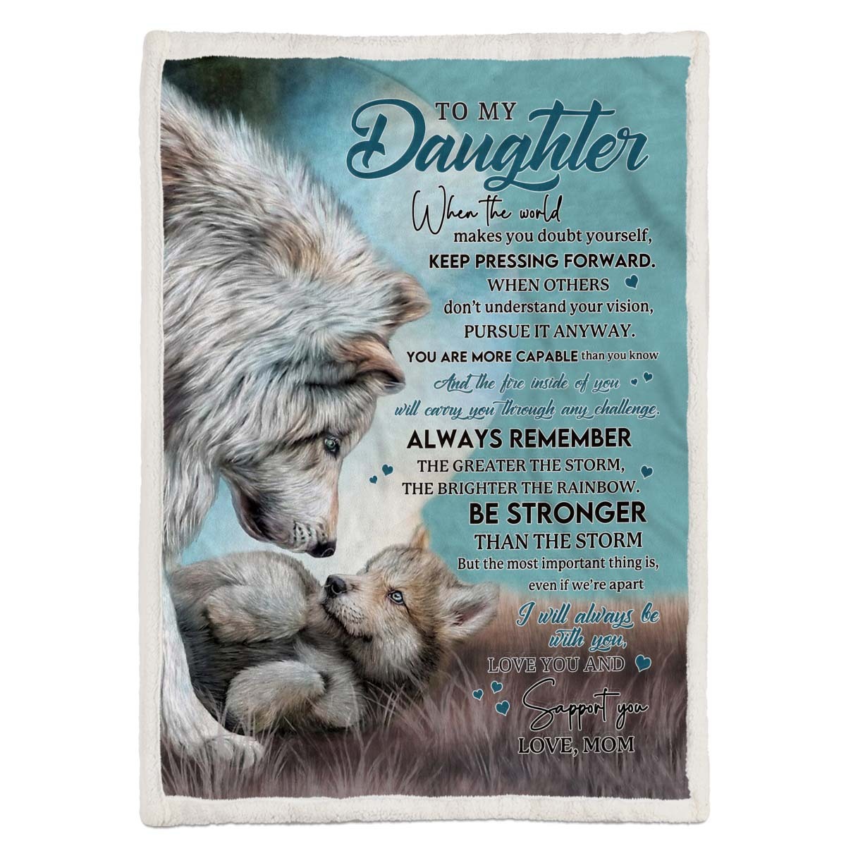To My Daughter - From Mom - Wolf A246 - Premium Blanket-Jolura