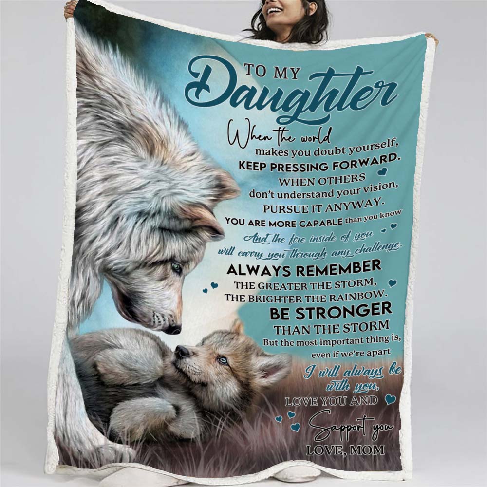To My Daughter - From Mom - Wolf A246 - Premium Blanket-Jolura