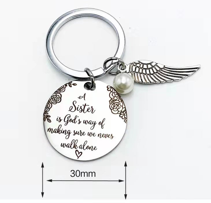 "A Sister is God's Way of Making Sure We Never Walk Alone" Keychain⇝💓-Jolura