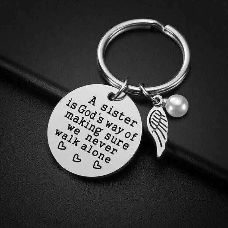 "A Sister is God's Way of Making Sure We Never Walk Alone" Keychain⇝💓-Jolura