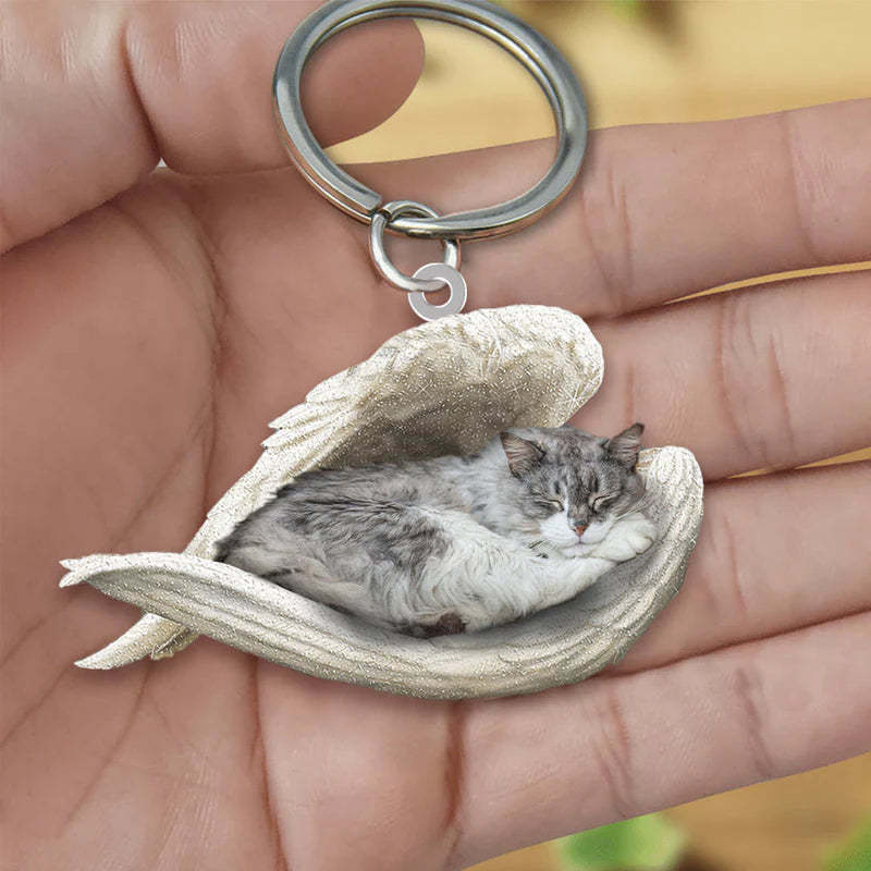 Sleeping Angel Acrylic Keychain Norwegian Forest Cat SA126-Jolura