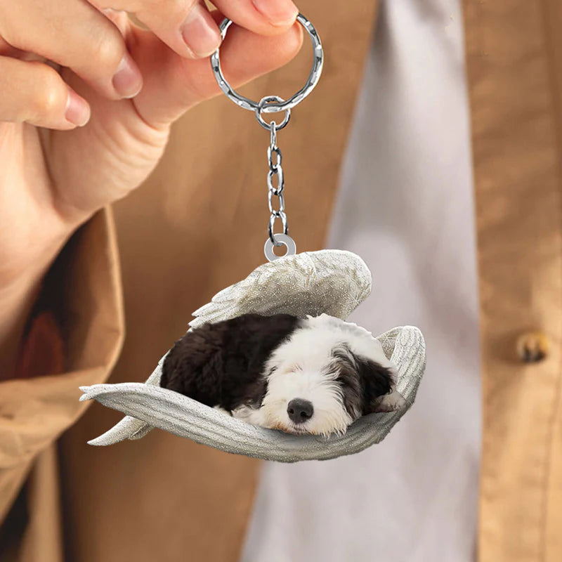Sleeping Angel Acrylic Keychain Old English Sheepdog SA085-Jolura