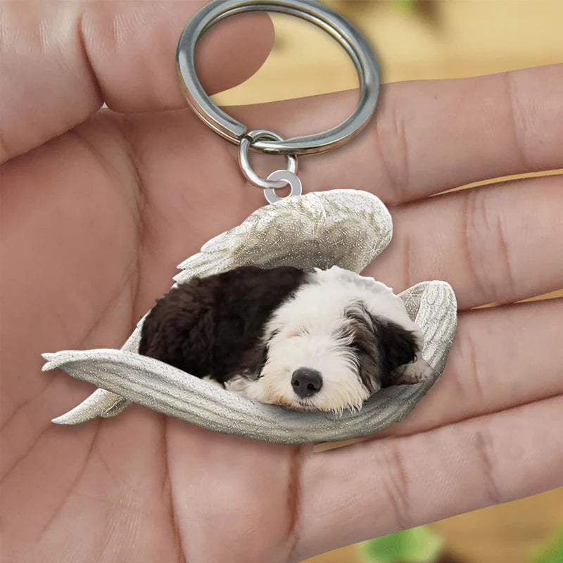 Sleeping Angel Acrylic Keychain Old English Sheepdog SA085-Jolura