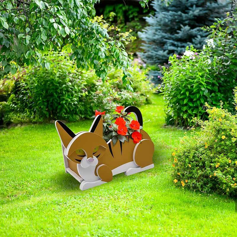 Orange And White Cat Planter AP072-Jolura