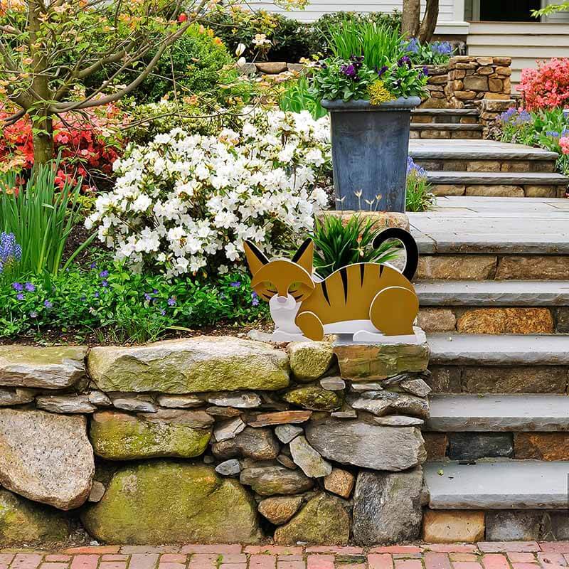 Orange And White Cat Planter AP072-Jolura