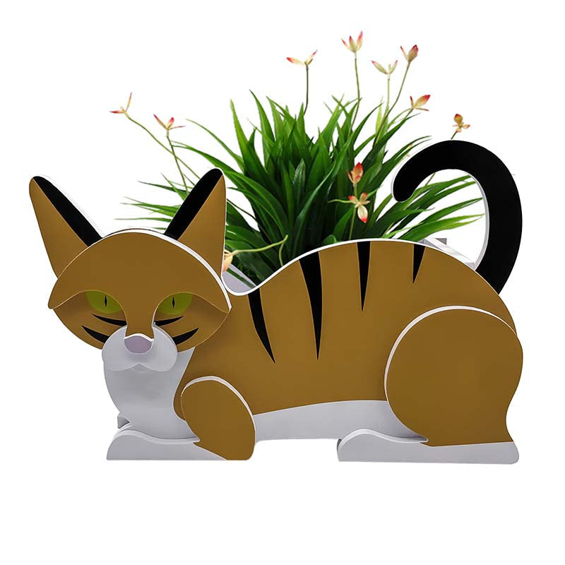 Orange And White Cat Planter AP072-Jolura