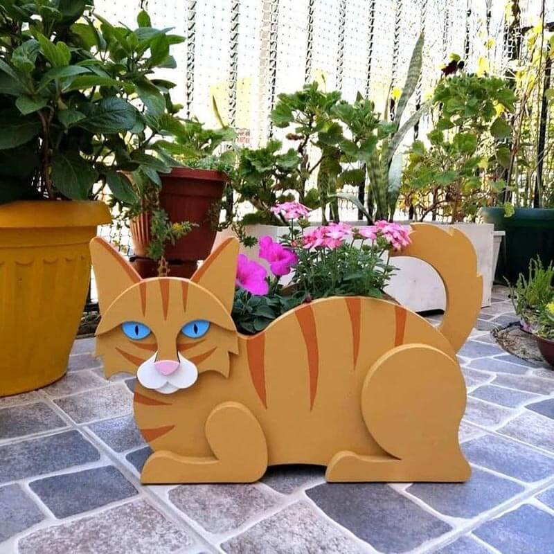 Orange Cat Planter AP073-Jolura