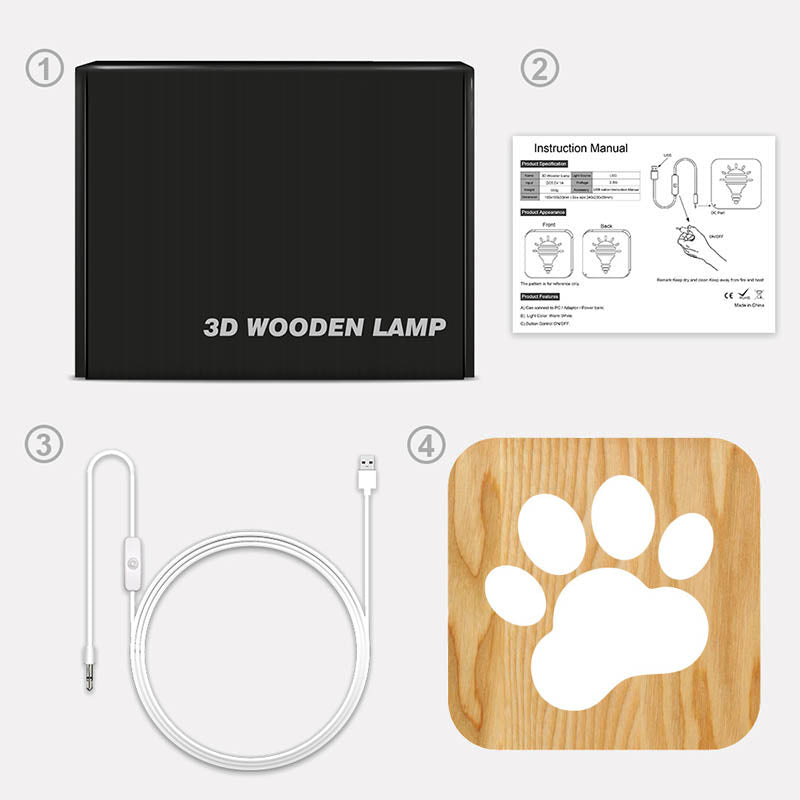 Paw Wooden Decorative Light-Jolura
