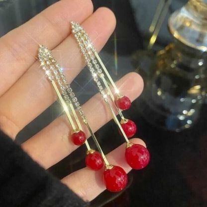 Elegant Pearl Tassel Earrings-Jolura