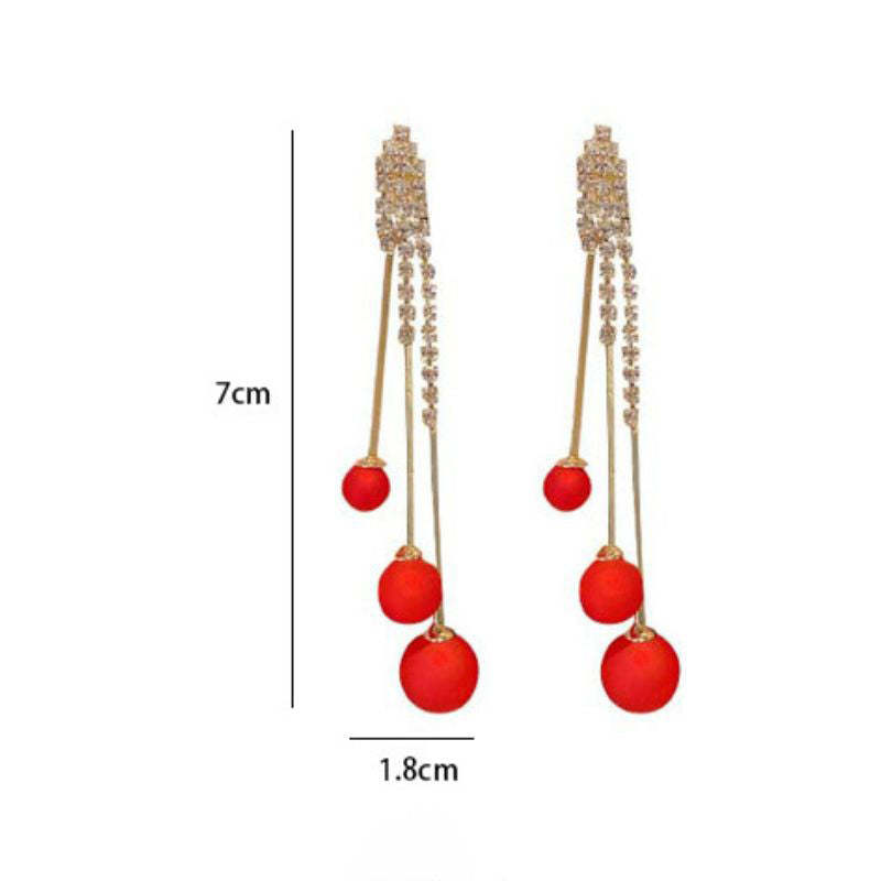 Elegant Pearl Tassel Earrings-Jolura