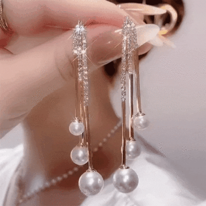 Elegant Pearl Tassel Earrings-Jolura