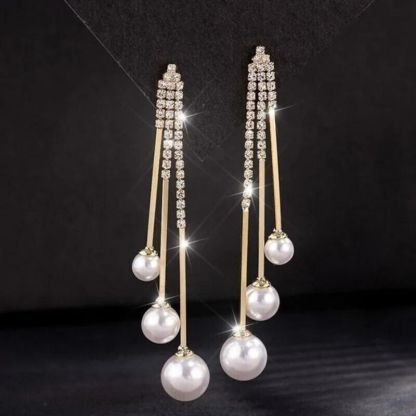 Elegant Pearl Tassel Earrings-Jolura
