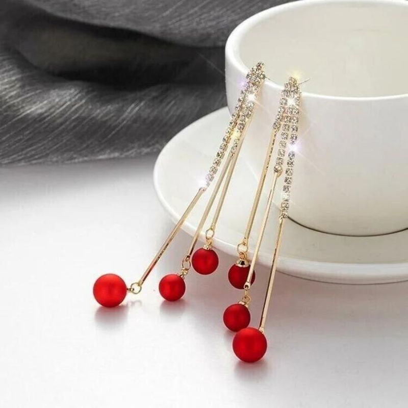 Elegant Pearl Tassel Earrings-Jolura