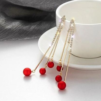 Elegant Pearl Tassel Earrings-Jolura