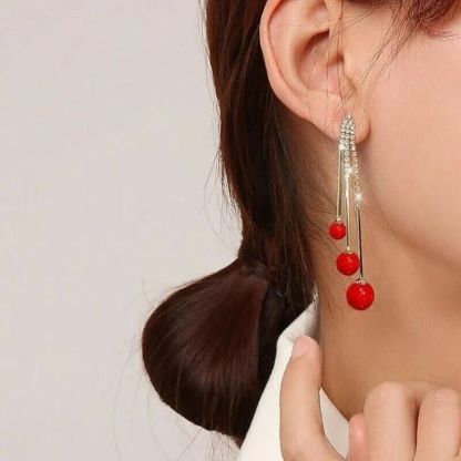 Elegant Pearl Tassel Earrings-Jolura