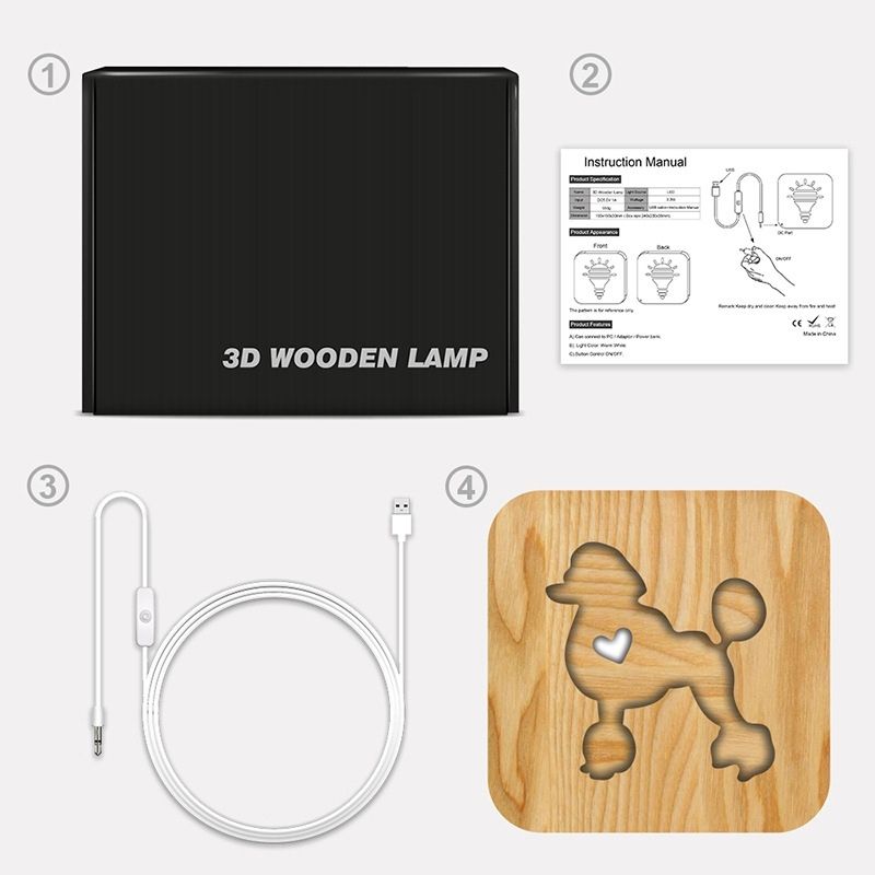 Poodle Wooden Decorative Light-Jolura