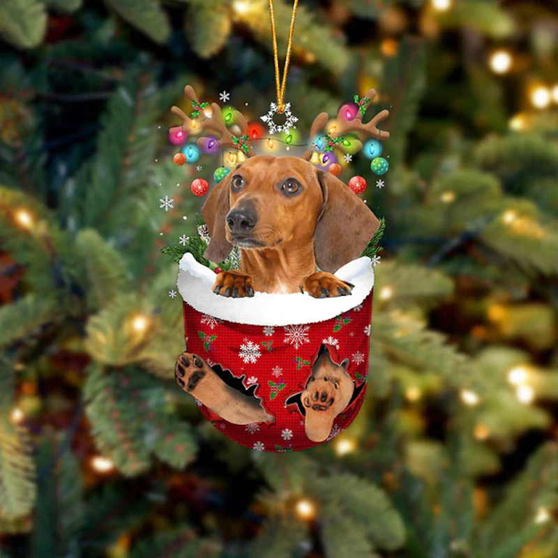 Dachshund In Snow Pocket Christmas Ornament SP031-Jolura