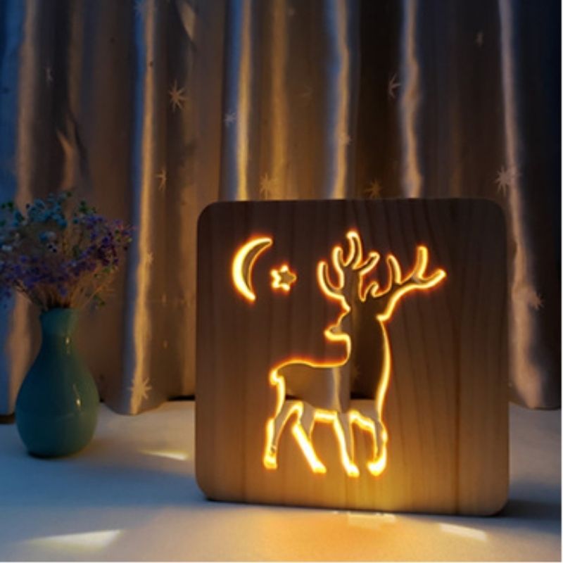 Reindeer Wooden Decorative Light-Jolura