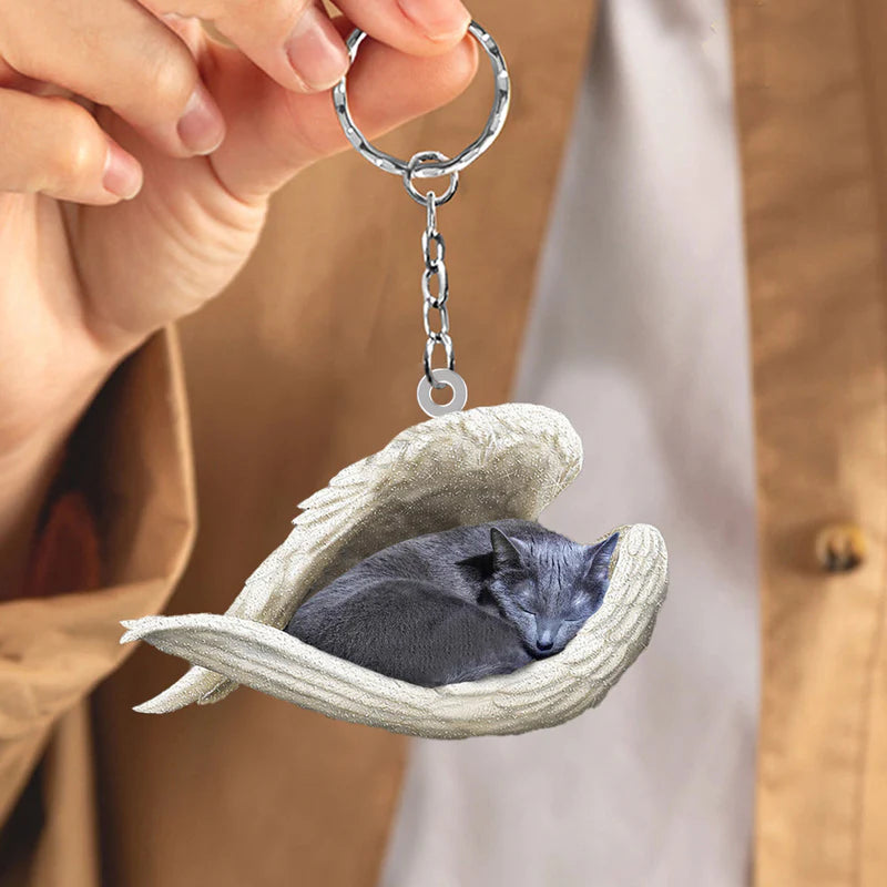 Sleeping Angel Acrylic Keychain Russian Blue Cat SA123-Jolura