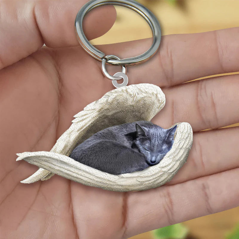 Sleeping Angel Acrylic Keychain Russian Blue Cat SA123-Jolura