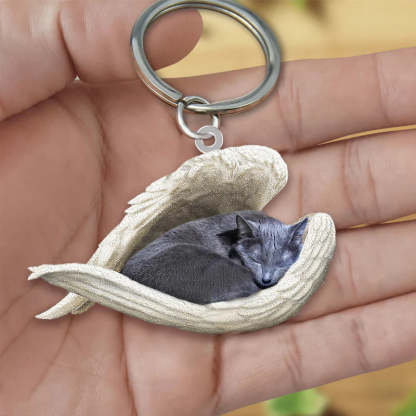 Sleeping Angel Acrylic Keychain Russian Blue Cat SA123-Jolura