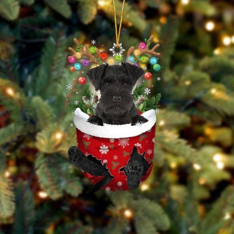 Miniature Schnauzer In Snow Pocket Christmas Ornament SP019-Jolura