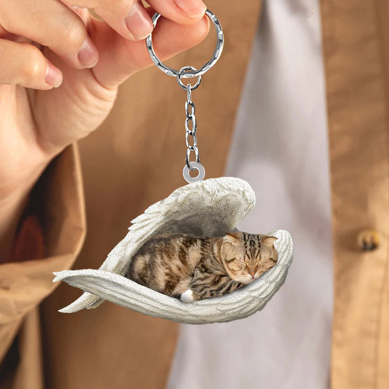 Sleeping Angel Acrylic Keychain Scottish Fold Cat SA114-Jolura