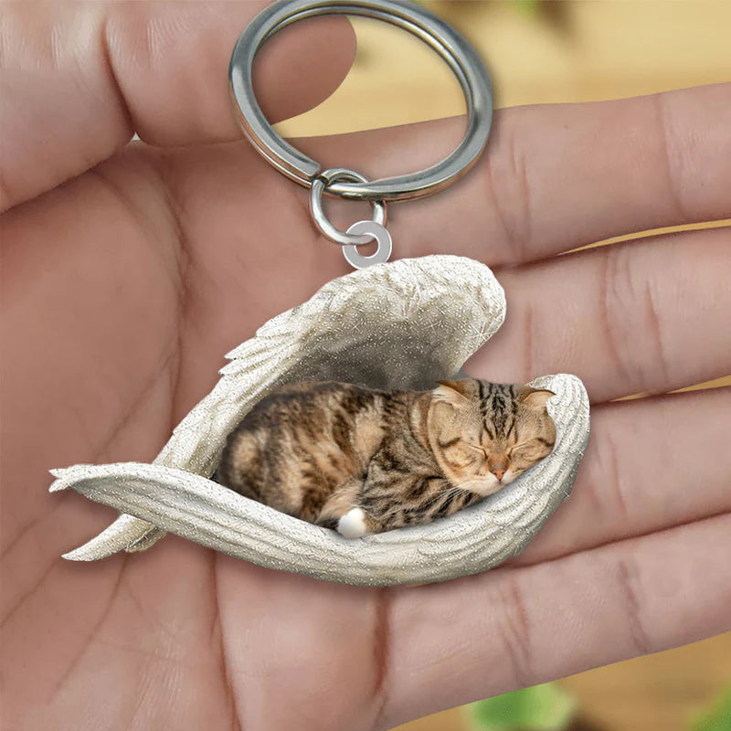 Sleeping Angel Acrylic Keychain Scottish Fold Cat SA114-Jolura