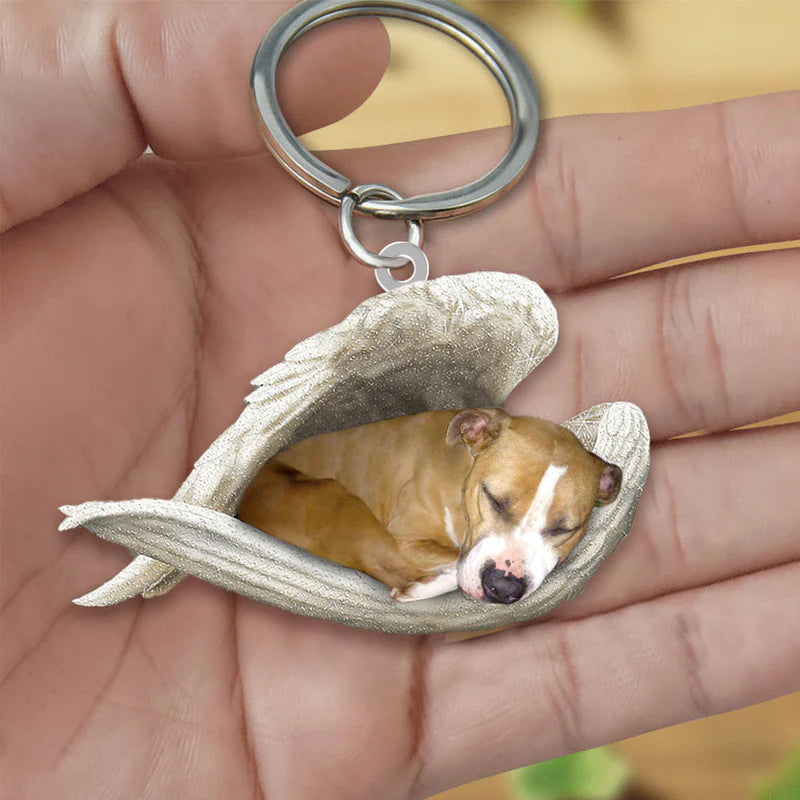 Sleeping Angel Acrylic Keychain Staffordshire Bull Terrier SA075-Jolura