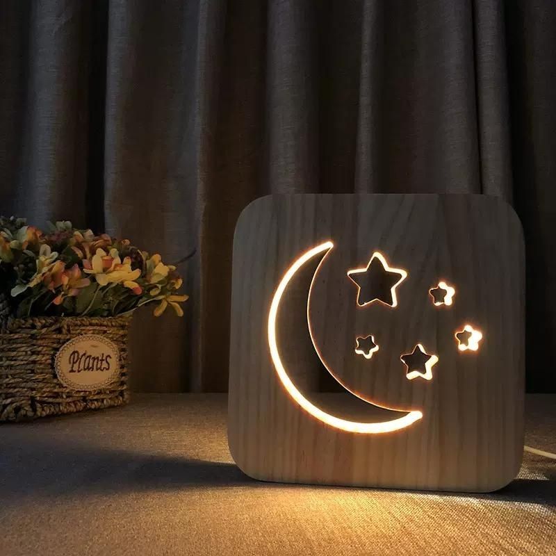 Star & Moon Wooden Decorative Light-Jolura