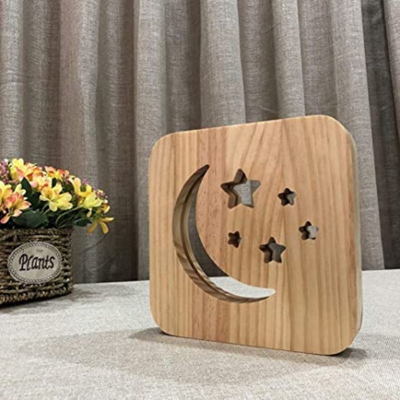 Star & Moon Wooden Decorative Light-Jolura