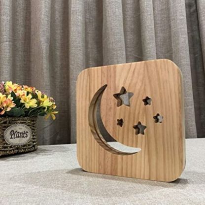 Star & Moon Wooden Decorative Light-Jolura
