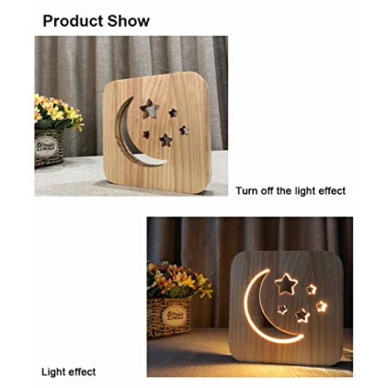 Star & Moon Wooden Decorative Light-Jolura