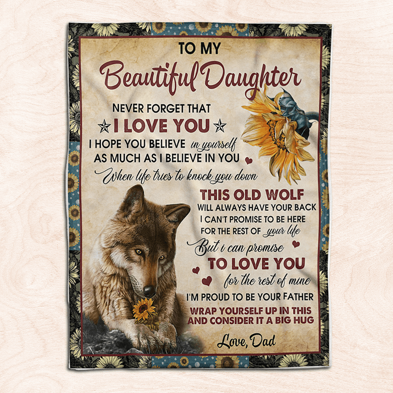To My Daughter - From Dad - Wolf Flower A300 - Premium Blanket-Jolura