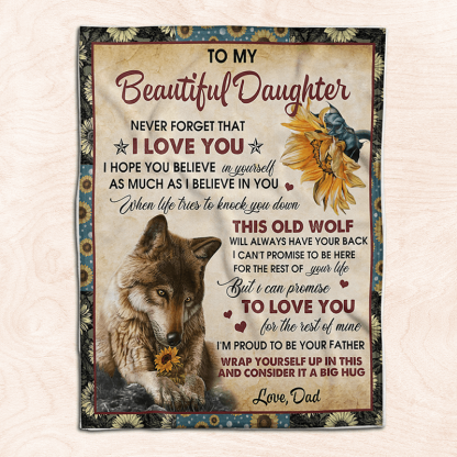 To My Daughter - From Dad - Wolf Flower A300 - Premium Blanket-Jolura