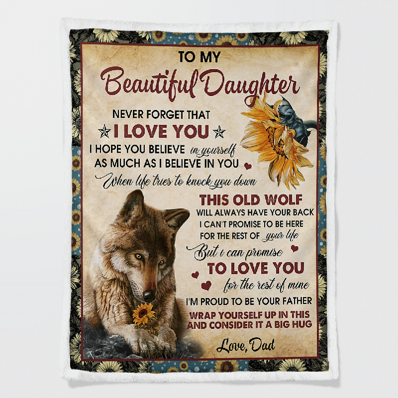 To My Daughter - From Dad - Wolf Flower A300 - Premium Blanket-Jolura