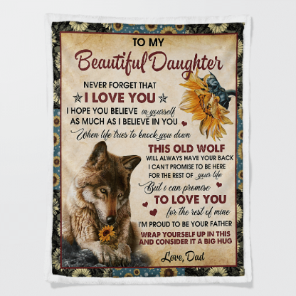 To My Daughter - From Dad - Wolf Flower A300 - Premium Blanket-Jolura