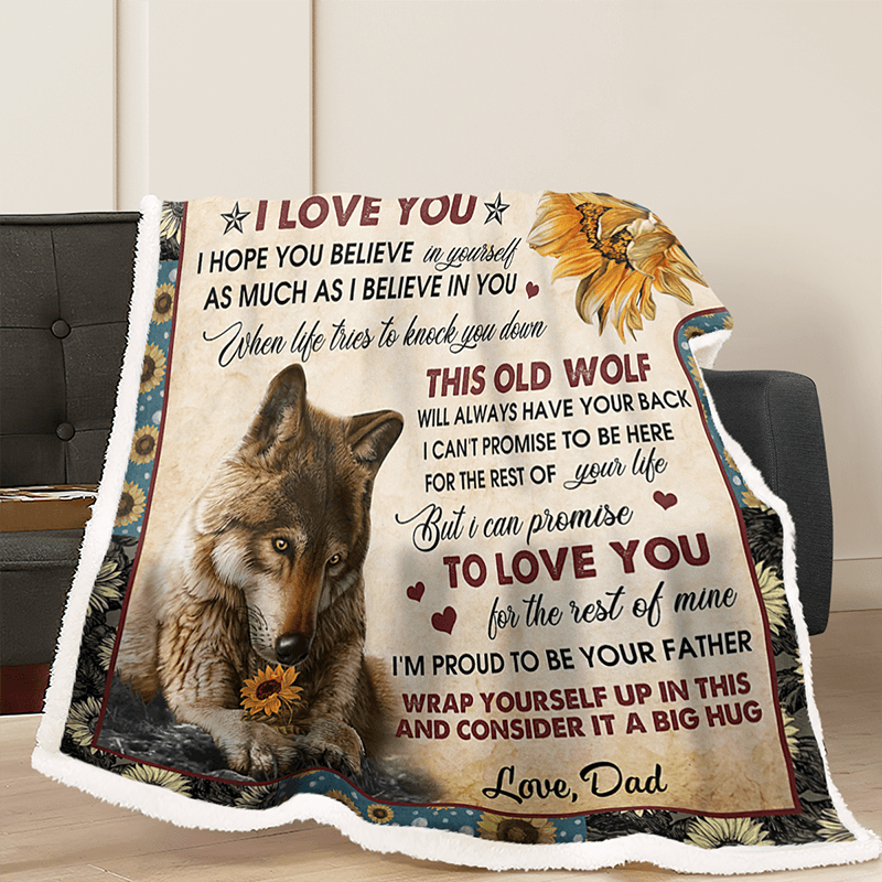 To My Daughter - From Dad - Wolf Flower A300 - Premium Blanket-Jolura