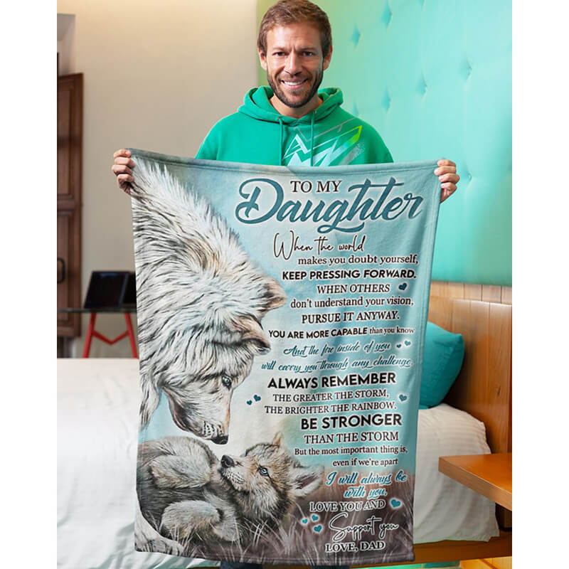To My Daughter - From Dad - Wolf A246 - Premium Blanket-Jolura