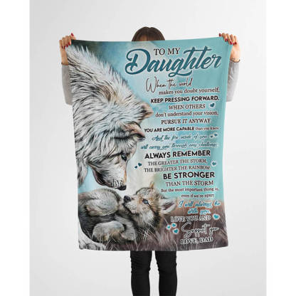 To My Daughter - From Dad - Wolf A246 - Premium Blanket-Jolura