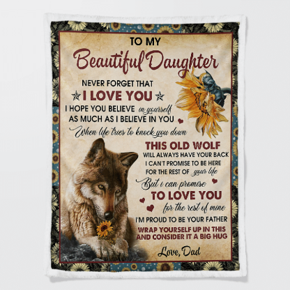 To My Daughter - Wolf Flower A300 - Premium Blanket-Jolura