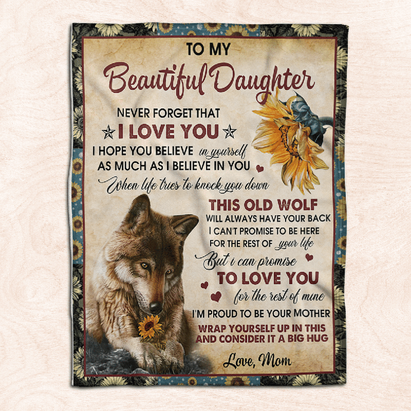 To My Daughter - From Mom - Wolf Flower A300 - Premium Blanket-Jolura