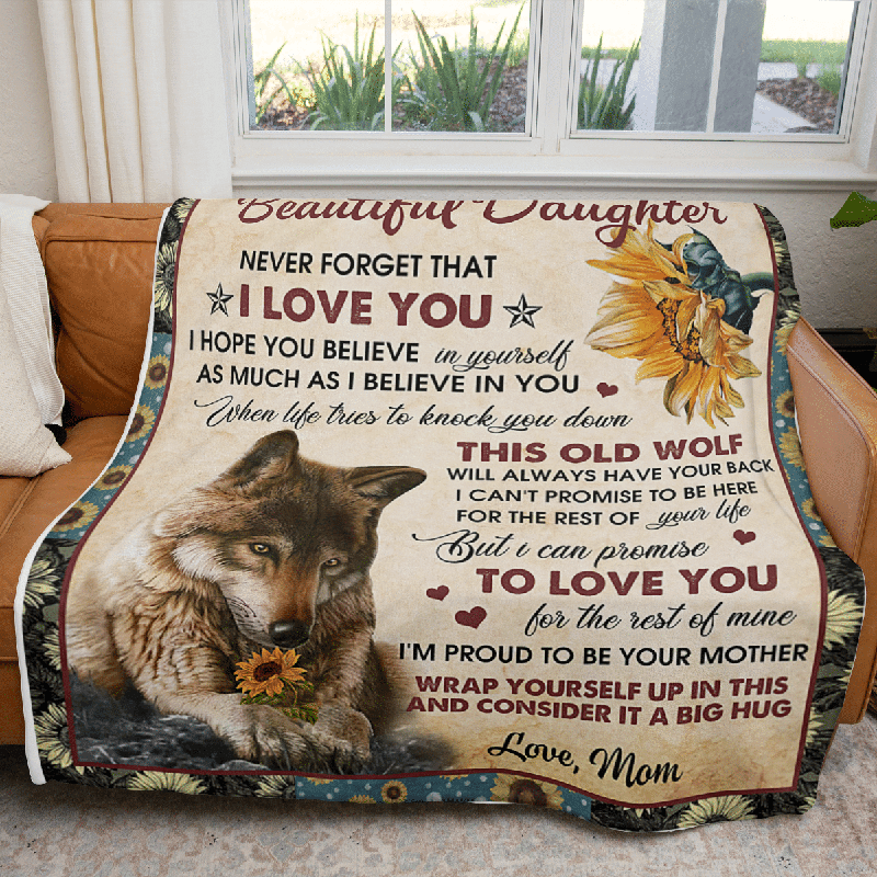 To My Daughter - Wolf Flower A300 - Premium Blanket-Jolura