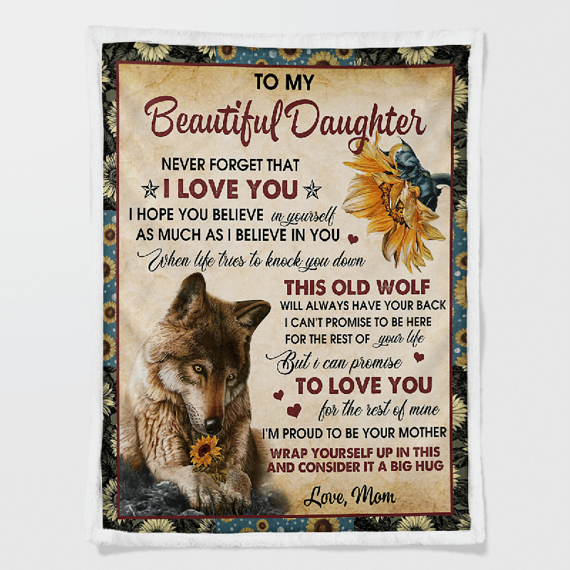 To My Daughter - Wolf Flower A300 - Premium Blanket-Jolura