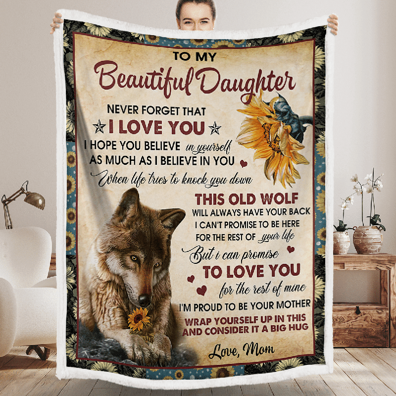To My Daughter - Wolf Flower A300 - Premium Blanket-Jolura