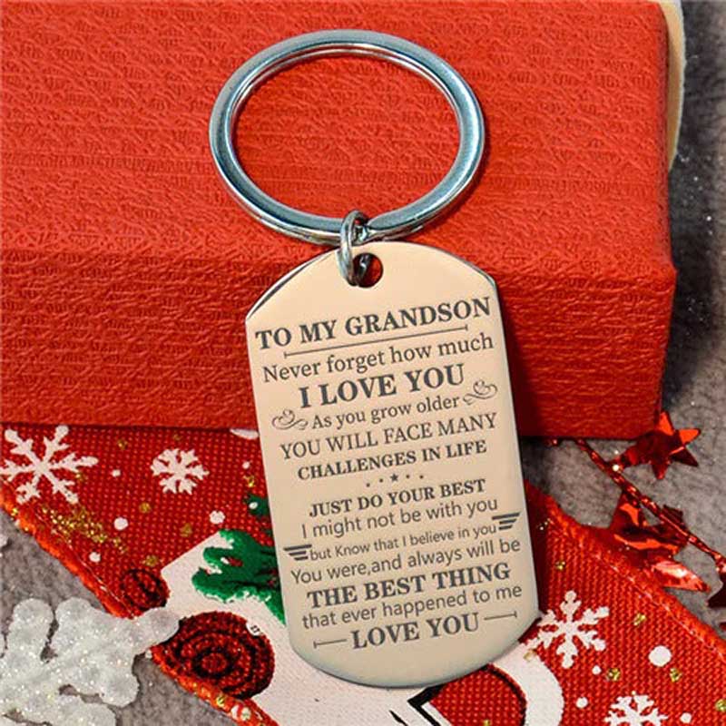 To My Grandson - Just Do Your Best - Inspirational Keychain-Jolura
