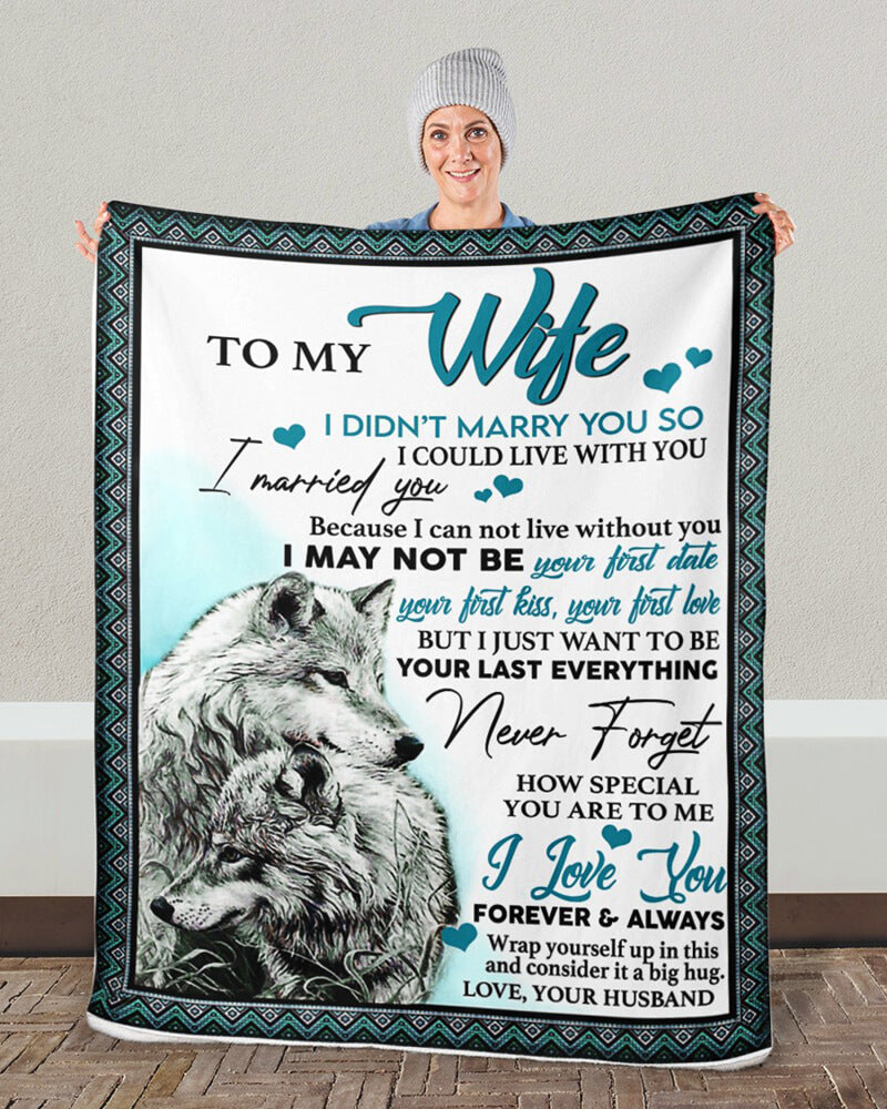 To My Wife - Wolf A245 - Premium Blanket-Jolura