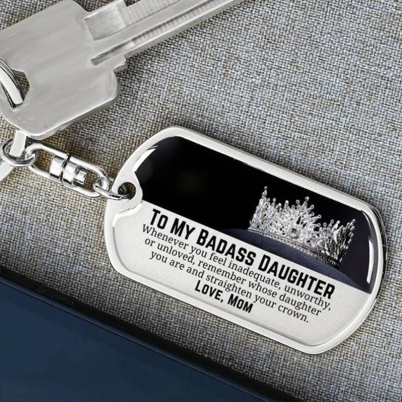 Mom To Daughter - Straighten Your Crown - Personalized Keychain-Jolura