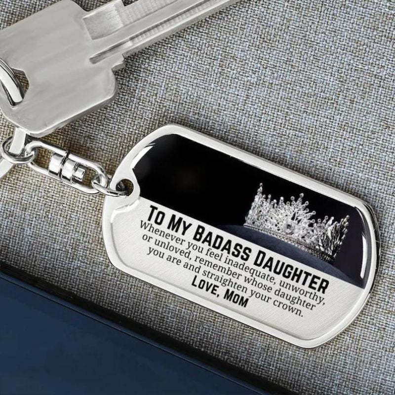 Mom To Daughter - Straighten Your Crown - Personalized Keychain-Jolura